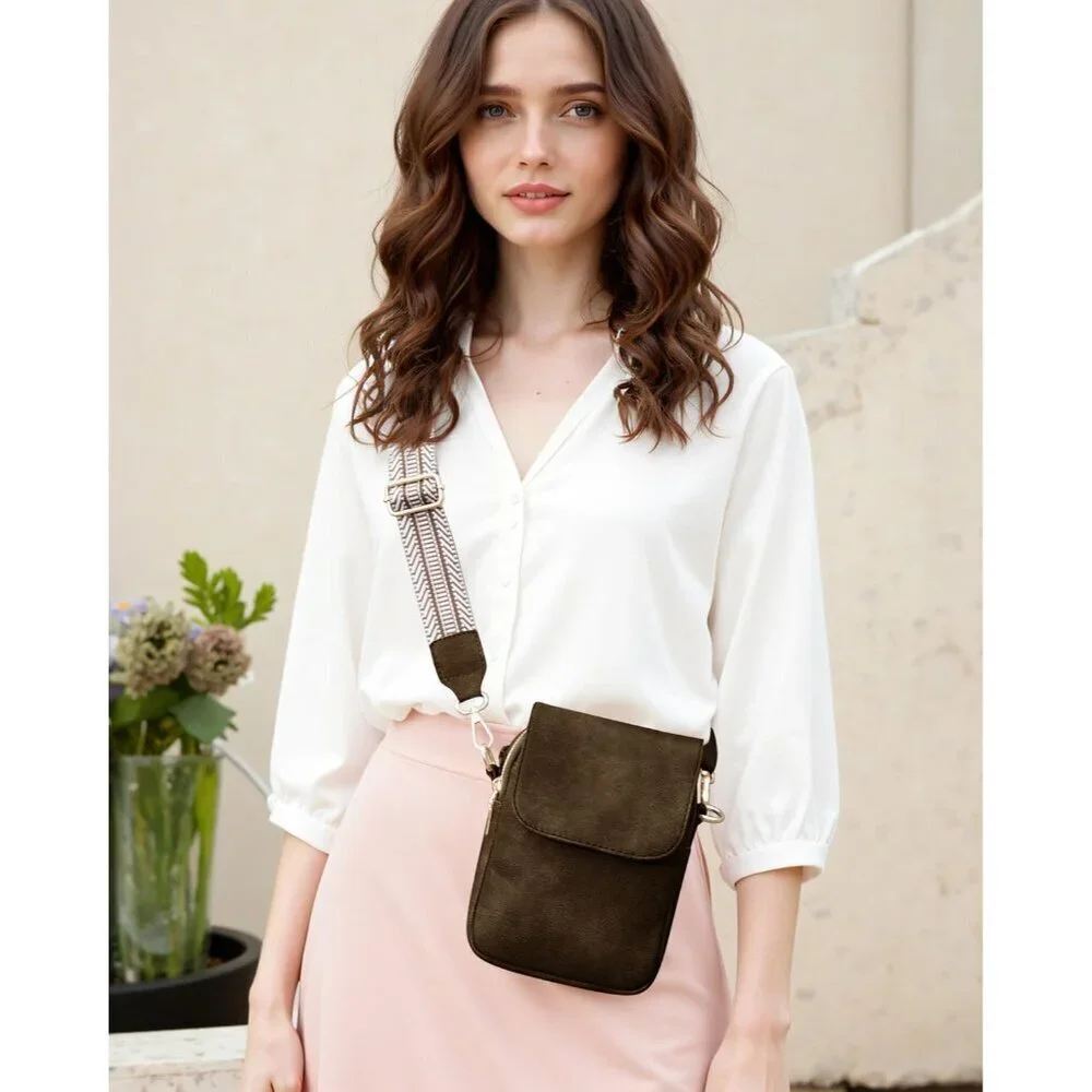 Small Crossbody Bag for Women RFID-Blocking Leather Travel Wallet